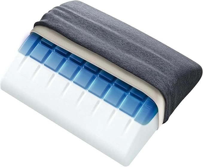 Technogel Lumbar Support Cushion – Cooling Gel Back Cushion for Office Chair, Car, Airplane – Sciatica & Lower Back Pain Relief – Ergonomic Support for Long Sitting, Office Workers, Drivers, Gamers