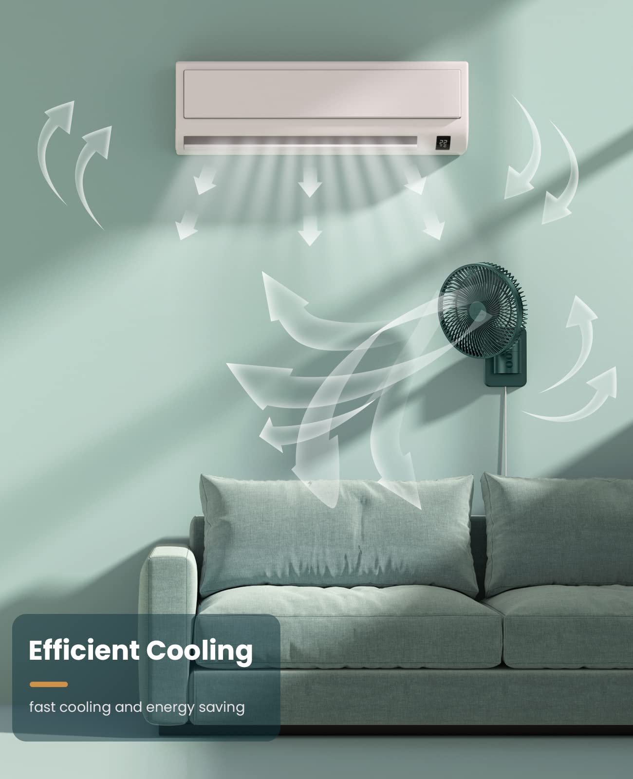 Lemoistar 8 Inch Small Wall Mounted Fan With Remote Control, 90 Oscillating, 4 Speeds High Velocity, Timer, Adjustable Tilt, 70