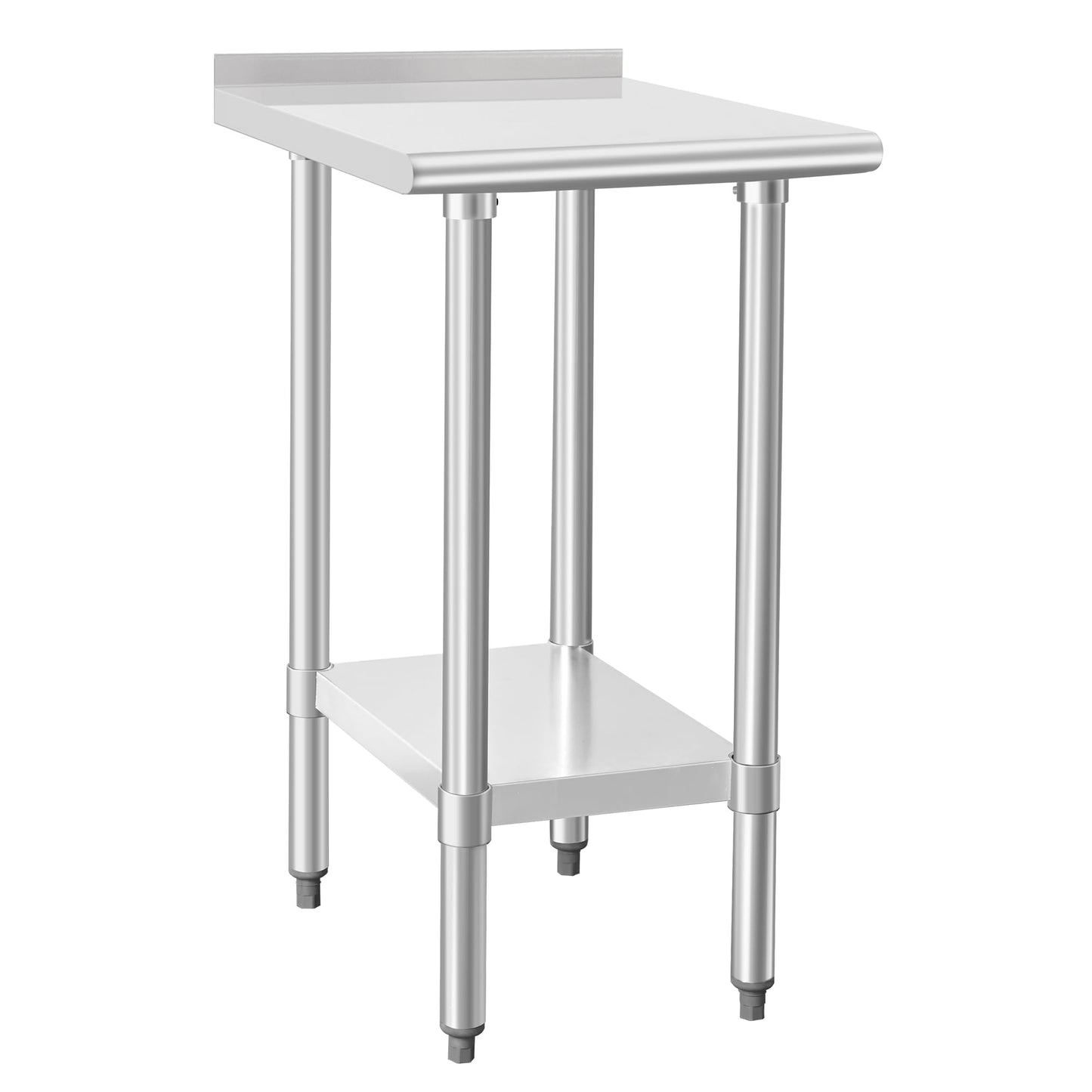 HARDURA Stainless Steel Commercial Work Table Prep Work Metal Table 24×18 Inches with Undershelf and 2" Backsplash Heavy Duty NSF 430 for Kitchen Food Prep
