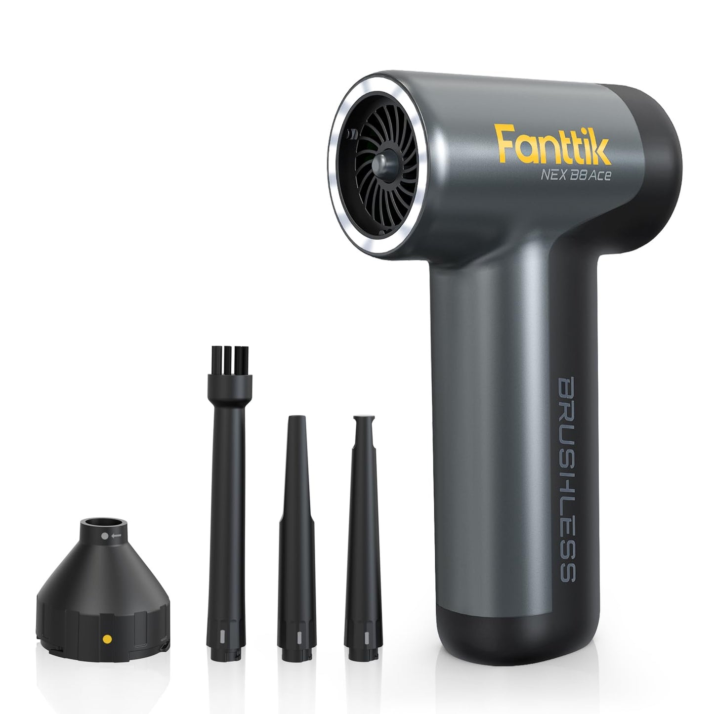 Fanttik B8 Ace Electric Air Duster - 110000RPM, 2600mAh Battery, Grey, LED Light for PC, Keyboard & Cabinet Cleaning