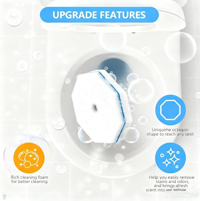 50-Count Disposable Toilet Brush Refills | Universal Cleaning System: Toilet Wand Heads & Bowl Clean Pads Compatible with Most Handles