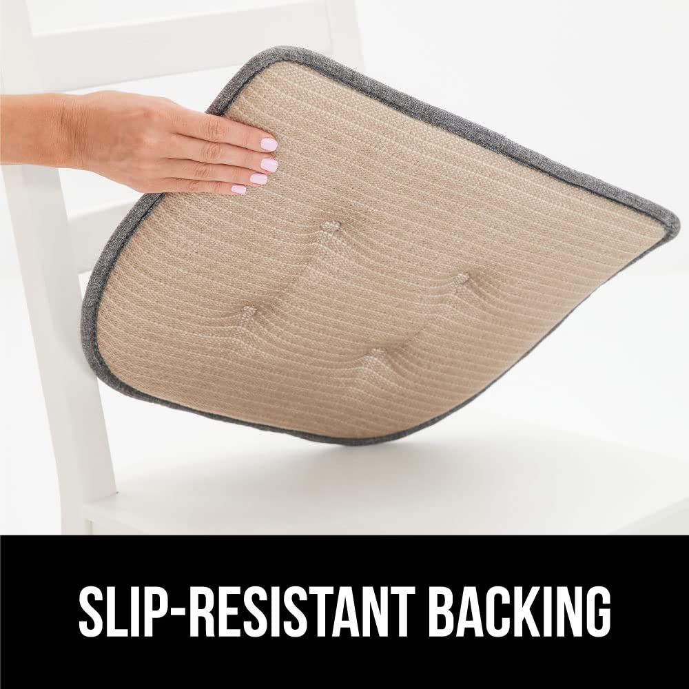 GORILLA GRIP Slip Resistant Tufted Chair Cushions, No Ties Required, Set of 6 Memory Foam Pads for Dining Room Kitchen Table, Office, Rocking Chairs, Plush Seat Cushion Pad, Home Decor, 16x17, Black