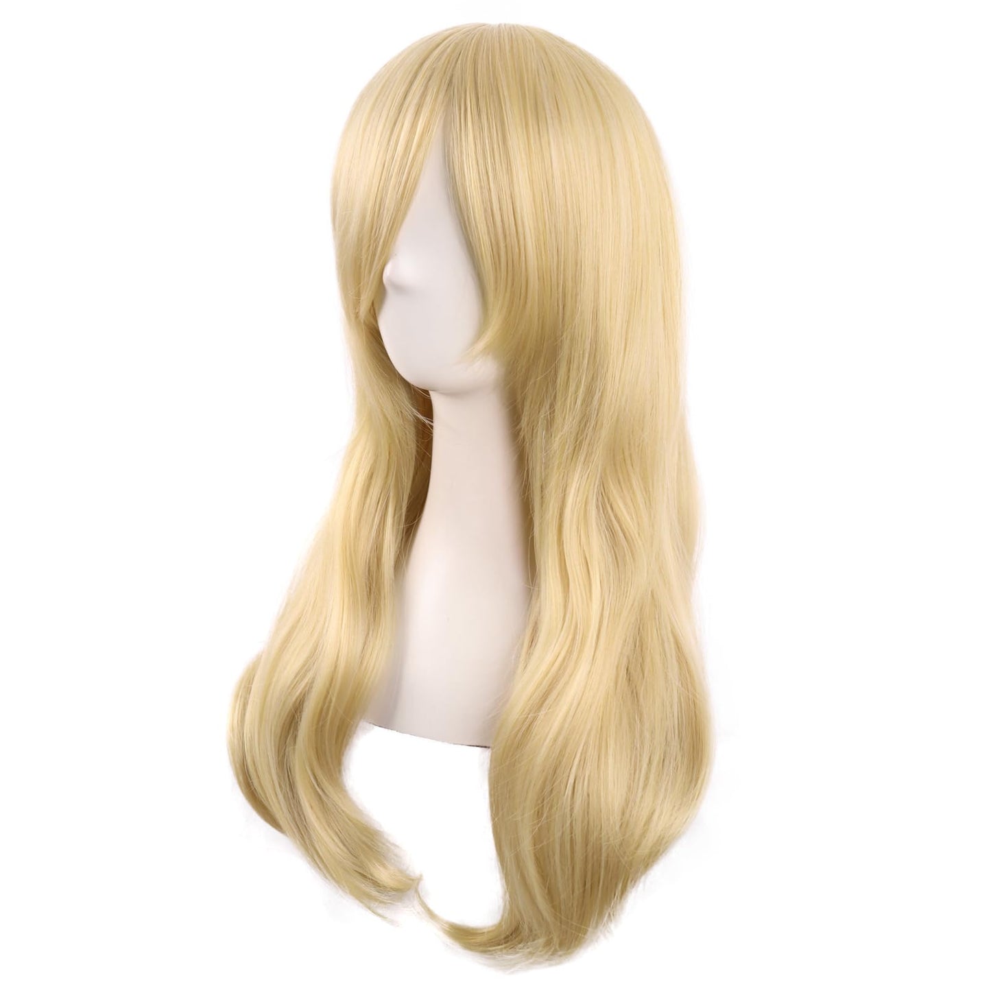 MapofBeauty 24 Inch/60 cm Side Bangs Stylish Long Great Wavy Curly Cosplay Party Wig (Mixed Golden)