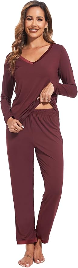 GYS Viscose from Bamboo Women's Pajama Sets Super Soft Long Sleeve Sleepwear Comfy Winter Pjs Sets S-4X