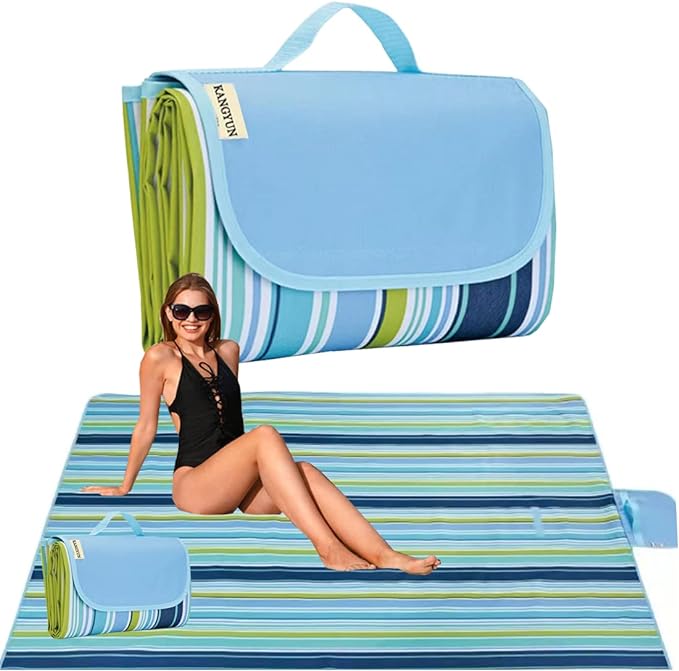 K Y KANGYUN Beach Blanket Outdoor Picnic Blankets Mat 80"x60" Extra Large Waterproof Sand Proof Camping Blanket Lightweigh...