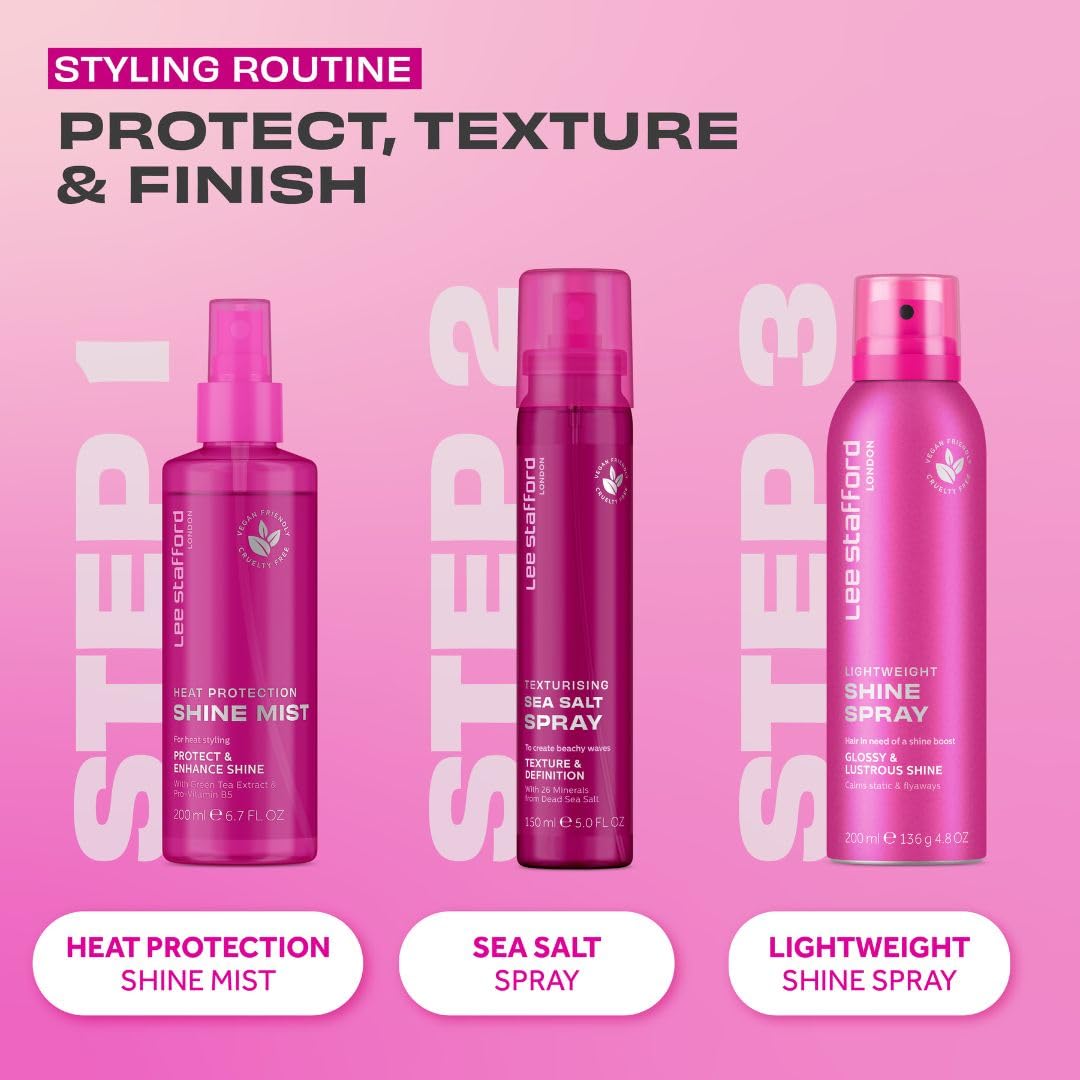 Lee Stafford Hair Shine Spray | Styling - Lightweight Smoothing Gloss Mist for Shiny, Anti Frizz Hairspray, Luminous Finishing P