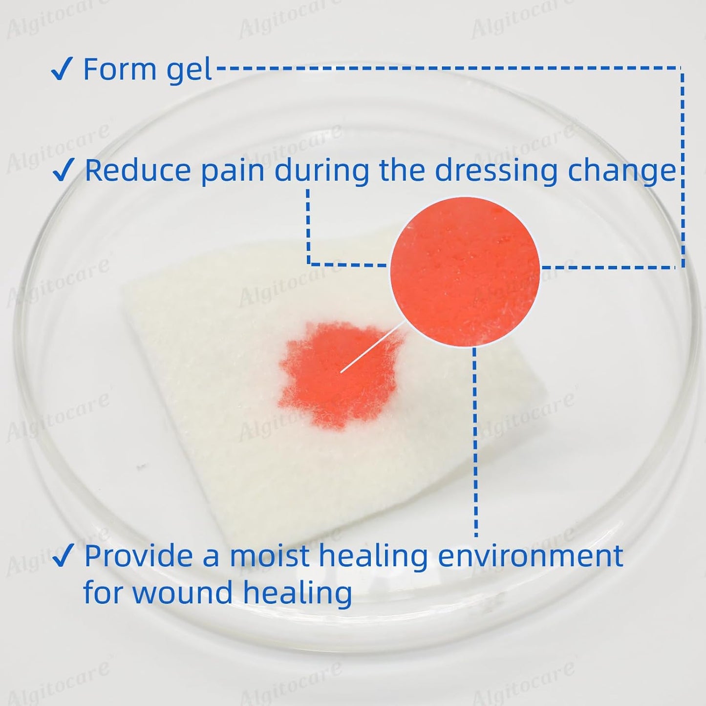 Ag Silver Calcium Alginate Wound Dressing - 2"x2"(Pack of 10), Non-Stick Sterile Gauze Pads for Accelerating Wound Healing, High Absorbency and Soft for Wound Care Supplies