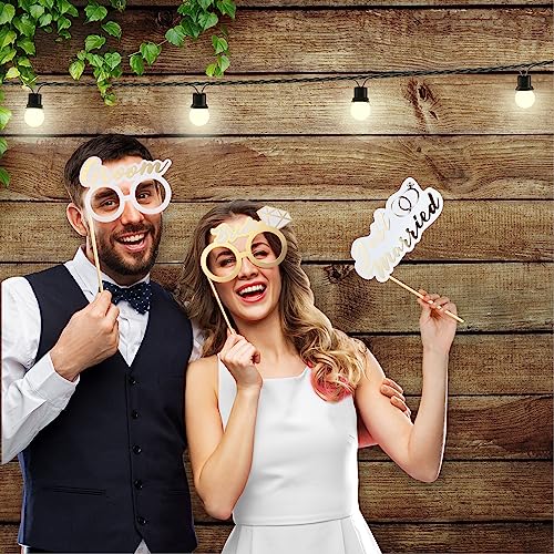 SOUL SHIFT 60PCs Fully Assembled Wedding Photo Booth Props - Prop Stand - Gold Signs - Elegant Wedding & Reception Party S...