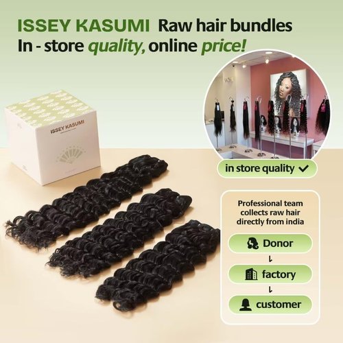 ISSEY KASUMI Raw Indian Human Hair Single Bundle,Triple Lifespan Than Regular Virgin Hair,In-Store Quality,Online Price! 100% Raw Indian Hair Bundles Deep Wave Raw Hair Bundles 20 Inch