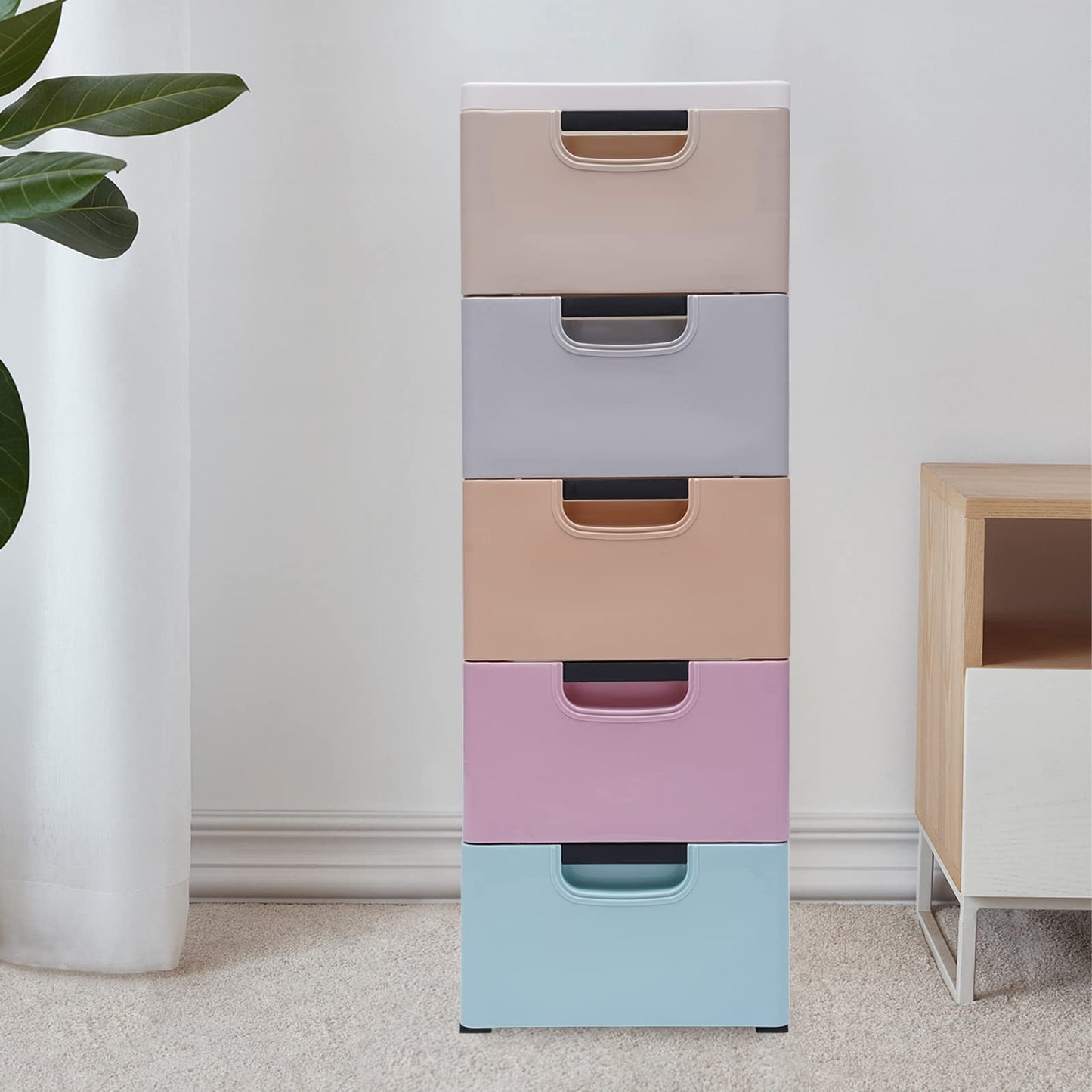 Plastic Drawer 5-layer Closet Storage Baby Clothes Organizer Plastic Dresser with Drawers Dresser Clothes Drawer Small Kids Dressers for Bedroom Clothes Playroom Furniture Toys