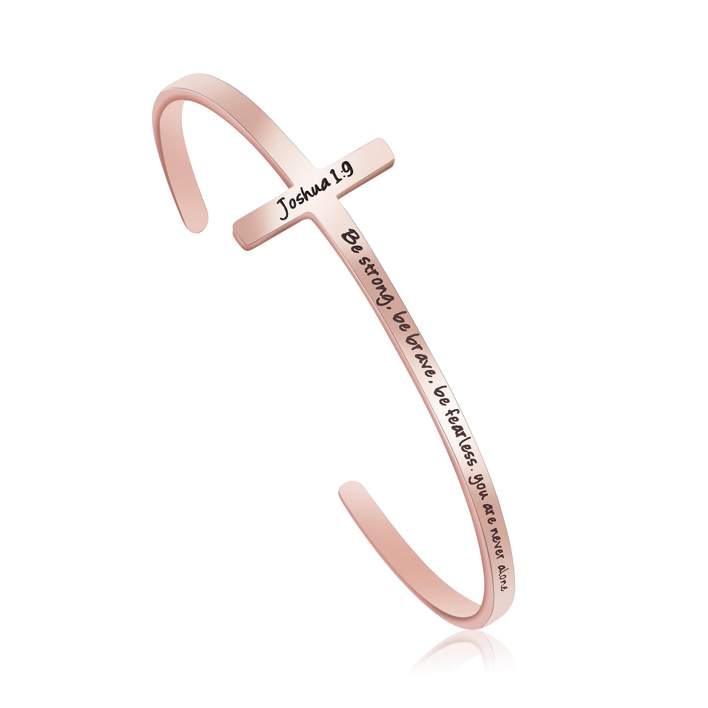 Be Strong Be Brave Be Fearless You Are Never Alone Joshua 1:9 Christian Bracelets for Women Stainless Steel Bible Verse Bracelet