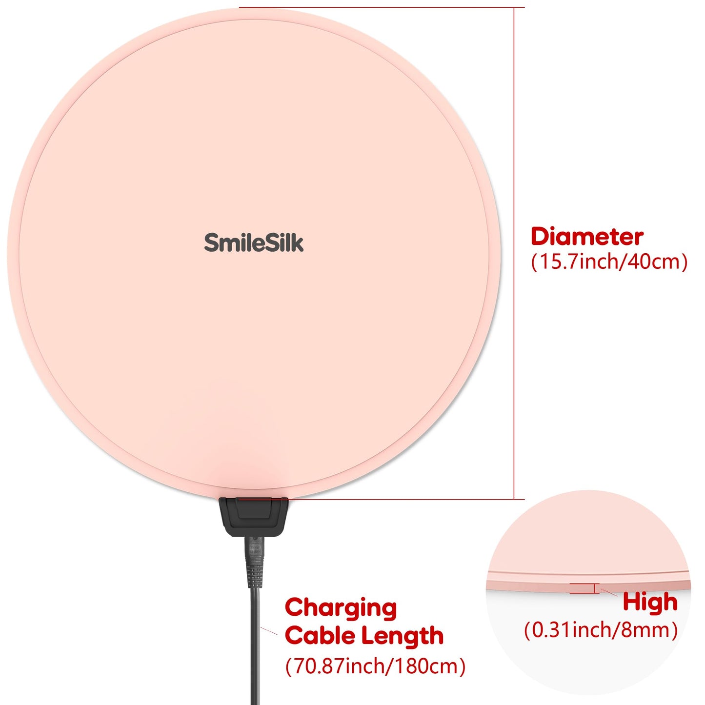 Smilesilk Portable Silicone Pizza Warming Mat - Roll Up Electric Food Heating Pad Tray, Fast Even Heating for Buffet Parties, Foldable Hot Plate Warmer for Home Kitchen Gifts (Pink)