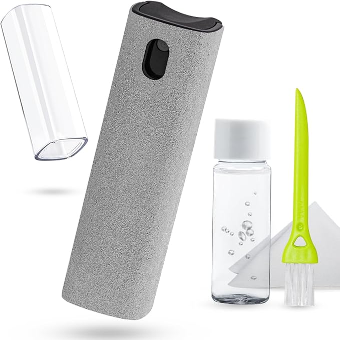 Screen Cleaner Touchscreen Mist Spray, walrfid Cleaning Kit for Electronic Smart Phone TV, Laptop, Tablet, PC, Computer LCD Flat Screens, Eyeglasses, iPhone, iPad, MacBook Pro - Light Grey