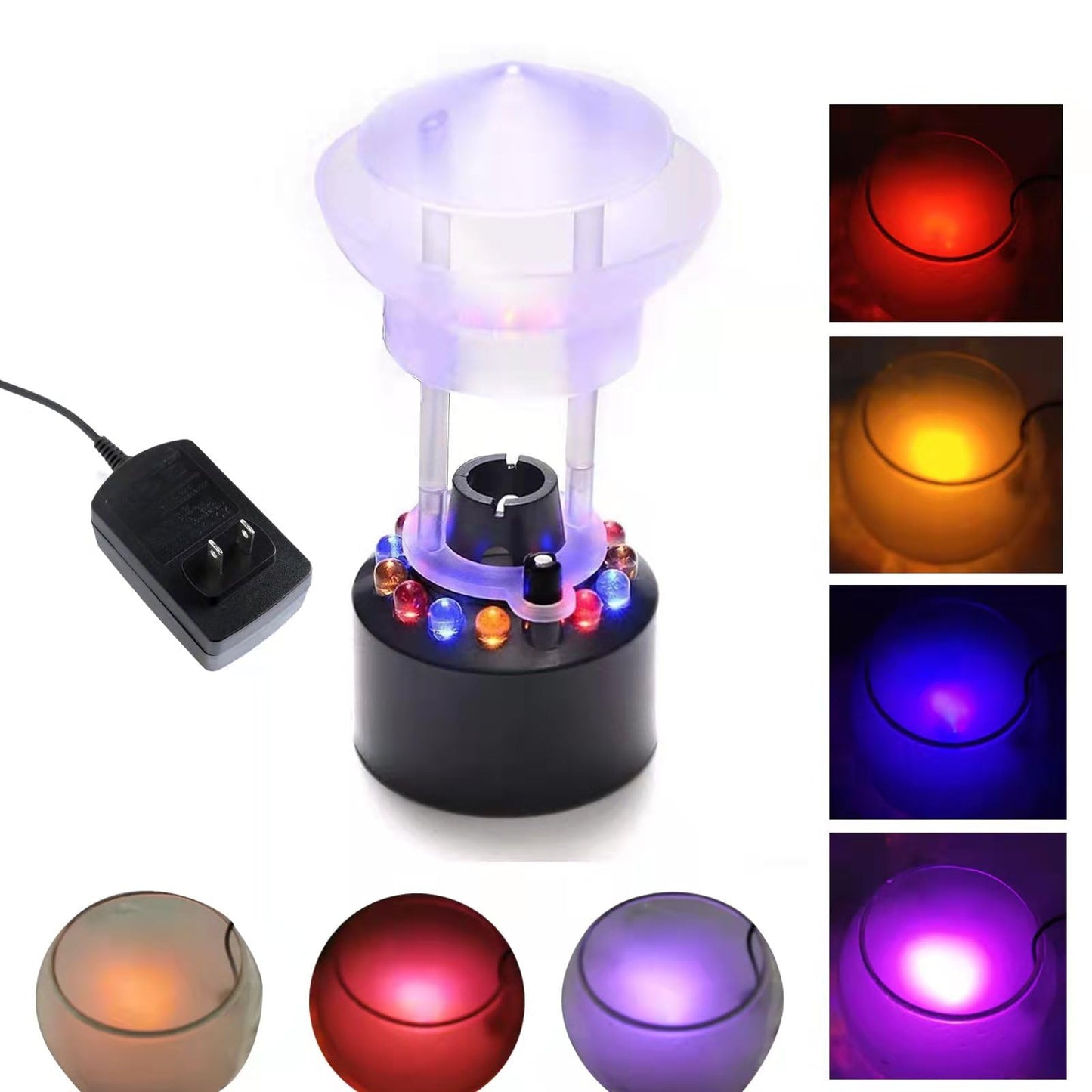 Skrmisda Mist Maker, 12 LED Mister Forgger with Splash Guard Pond Fog Machine, Large Capacity of Mist for Holiday Decor
