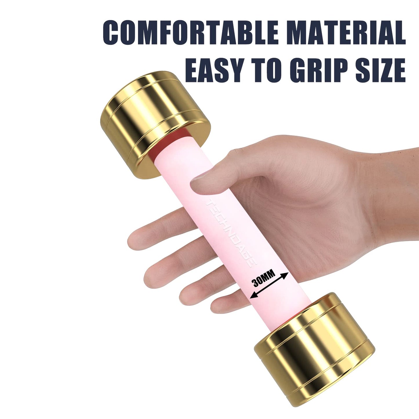 TECHNOAGE Round Dumbbell Sets with Steel Handle, Odorless Neoprene rubber Handle Cover