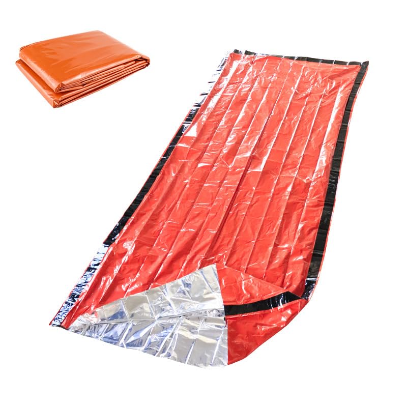 Emergency Survival Sleeping Bag - Lightweight & Compact Outdoor Essential, 35" x 79", 0.26 lbs, Orange PE Material