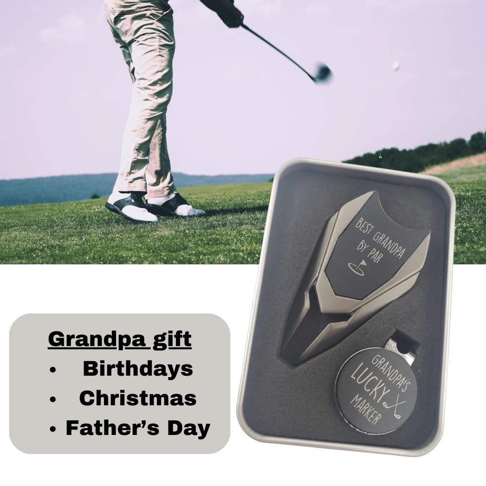 Best Grandpa By Par Divot Tool Set, Golf Gifts for Grandpa from Granddaughter, Golf Grandpa Gifts from Grandkids, Gift for Grandpa from Grandkids, Grandpa Baby Announcement, New Grandpa Gifts, Golfing