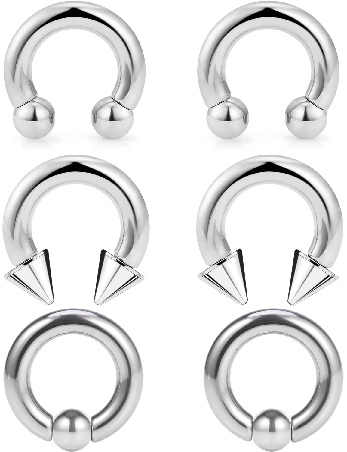 Ocptiy 8G Septum Ring Jewelry Ear Earrring Gauges Tunnel Plug stretching kit Big Large Septum Nose lip Ring Hoop Stainless Surgi