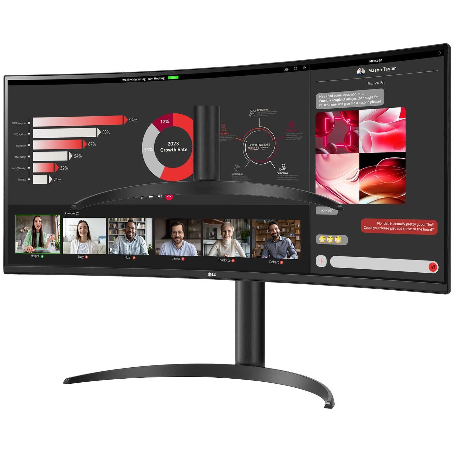 LG 34WR55QC-B 34" Curved UltraWide WQHD HDR 10 100Hz Monitor with USB Type-C, 3440x1440 Curved Display, 100Hz Refresh Rate, AMD FreeSync, Borderless Design