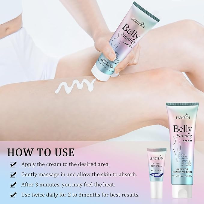 B Flat Belly Firming Cream - Moisturizing & Firming for Stomach, Body Lotion for Women and Men,Thighs and Butt 125 ML +5 ML