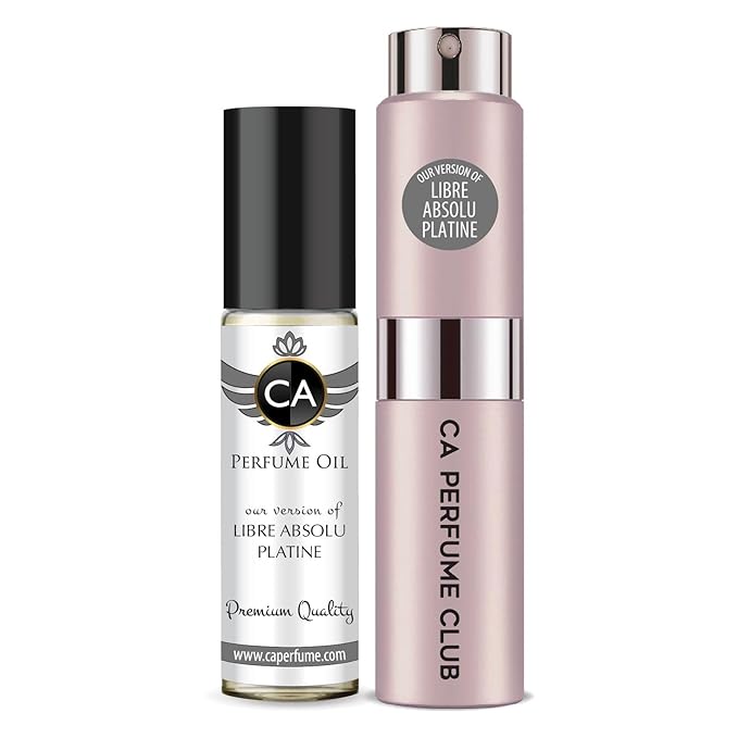 CA Perfume Duo Impression of Libre Absolu Platine For Women Perfume Layering Set Long Lasting Travel Size EDP + Body Oil Roll-On Bottle 0.27 Fl Oz+0.33 Fl Oz