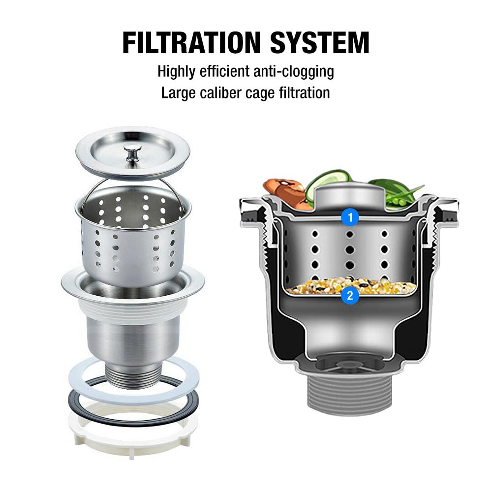 Vivrhintty 304 Stainless Steel Utility Sink, Free Standing Double Bowl Kitchen Sink, Suit for Commercial,Restaurant, Indoor & Outdoor (47 inch)