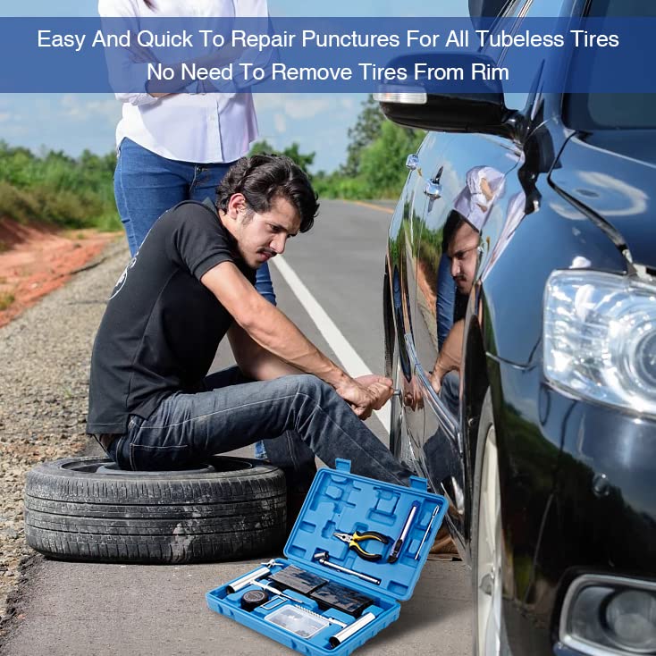 AUTOWN Tire Repair Kit - 68pcs Heavy Duty Tire Plug Kit, Universal Tire Repair Tools to Fix Punctures and Plug Flats Patch...