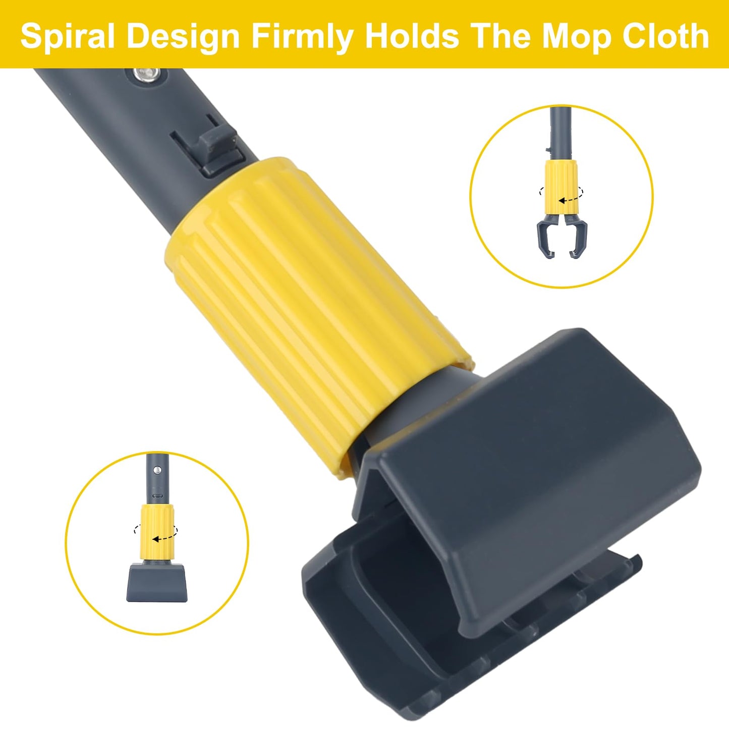 KeFanta Metal Mop Handle Commercial Heavy Duty,58" Industrial Mop Stick with Jaw Clamp,Wet Gripper Mops Head Replacement Holder for Floor Cleaning