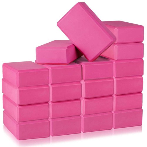 20 Pcs Yoga Blocks 9''x6''x3'' High Density EVA Foam Bricks Yoga Foam Exercise Blocks Improve Strength Balance and Flexibility, Light Weight and Non-Slip Surface for Pilates Meditation (Rose Red)