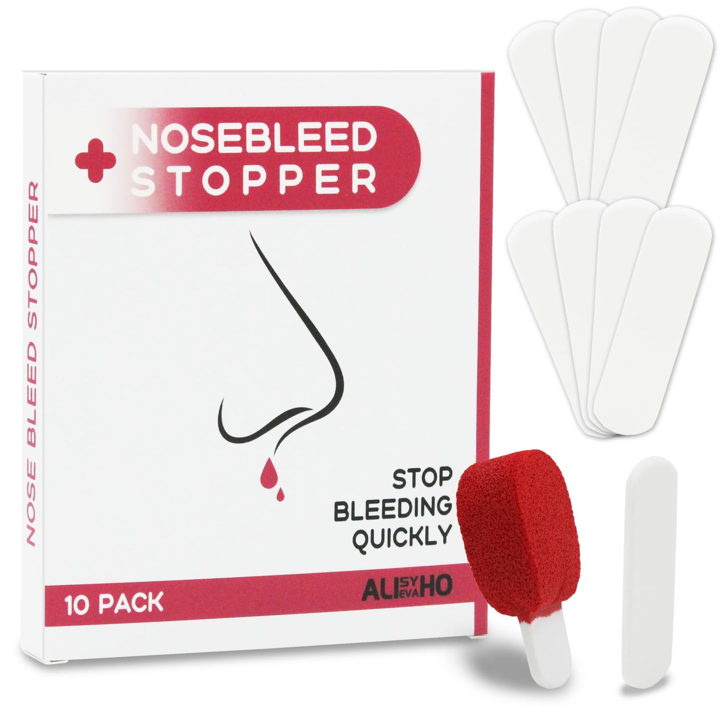 10 Pack Nosebleed Stopper Plugs - Individually Packed-Portable-Super Absorbent Nose Stopper- Helps Stop Nosebleeds Quickly and Painlessly-Stops Bleed for Adults and Kids (10 Pack)