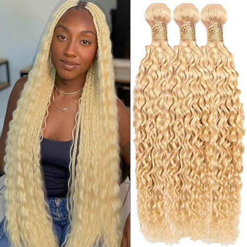 Habiliana Bundles Human Hair 16 18 20 Inch Jerry Curly Wave Blonde 613 Human Hair Bundles 11A Unprocessed Brazilian Virgin Quick Weave Hair Extensions for Black Women