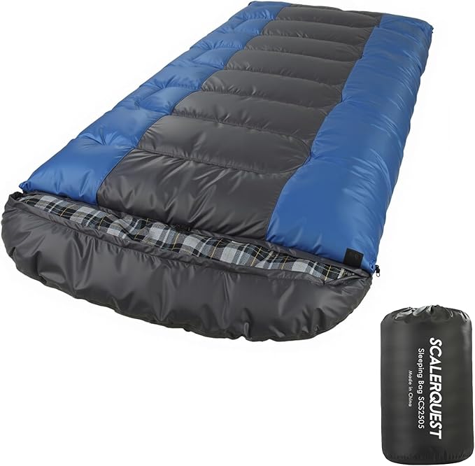 SCALERQUEST XXL Extra Wide Big Tall Flannel Sleeping Bag for Adults 0 Degree Winter Cold Weather Sleeping Bag Warm for Cam...
