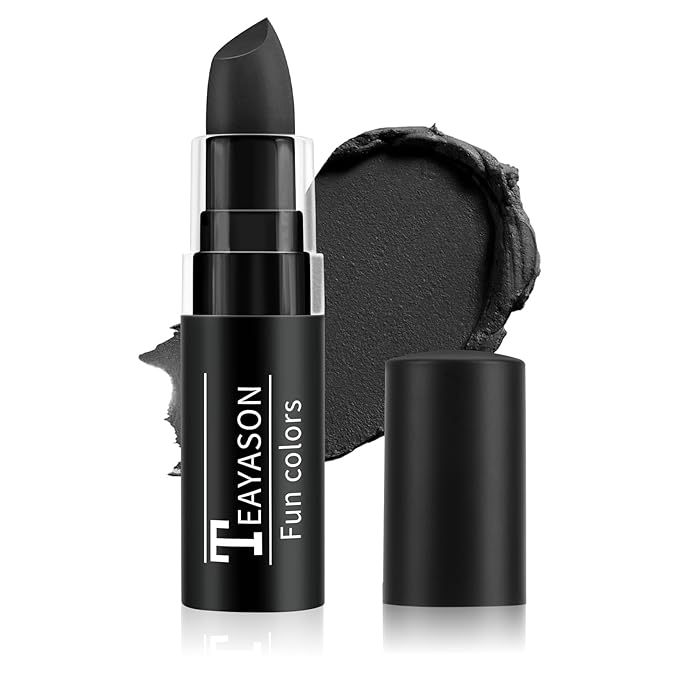 Black Face Body Paint Stick, Matte Lipstick Football Baseball Eye Black Stick Pen, Long Lasting Face Makeup for Halloween Zombie Clown Vampire Skeleton Skull Joker Cosplay Makeup