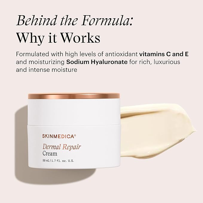 SkinMedica Dermal Repair Cream - Hydrating, Ultra Rich Face Moisturizer. Infused with High Levels of Antioxidants including Vitamin C + Vitamin E, NEW PACKAGING, 1.7 Oz