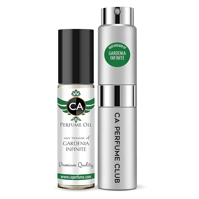 CA Perfume Duo Impression of Gardenia Infinite For Women And Men Perfume Layering Set Long Lasting Travel Size EDP + Body Oil Roll-On Bottle 0.27 Fl Oz+0.33 Fl Oz