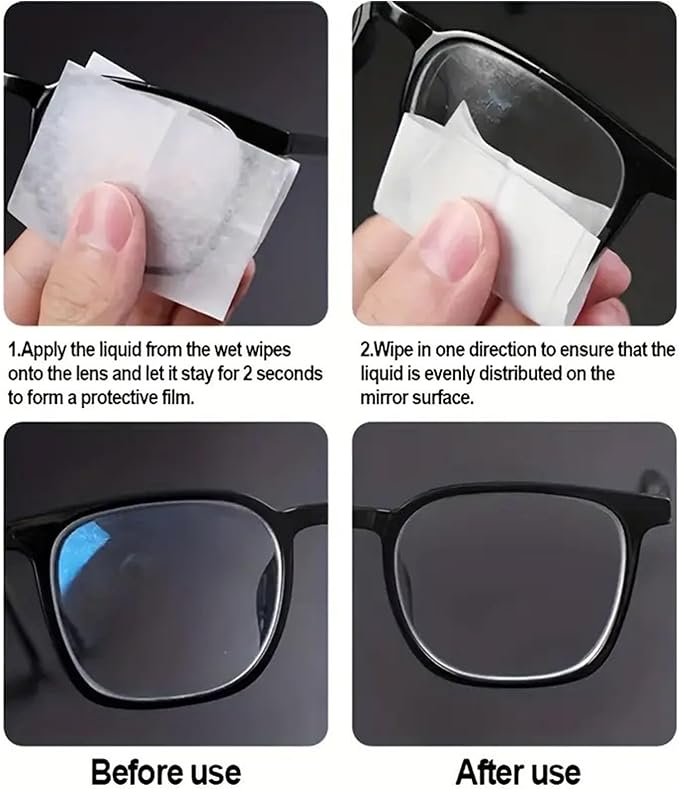 Lens Wipes for Eyeglasses - Scratch Free Anti-Fog Cleaner - Glasses Cleaner Wipes | for Phone Computer Electronics Laptop Monitor TV Camera Goggles