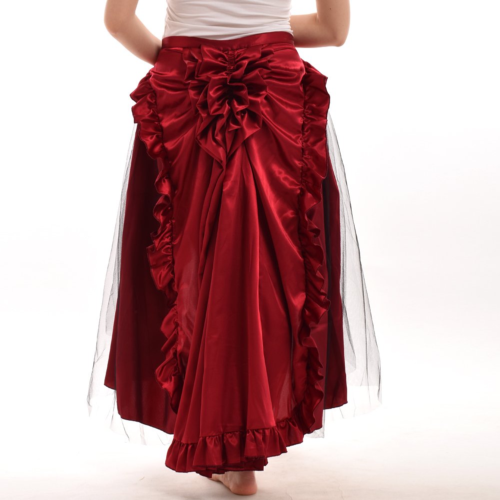 BLESSUME Punk Flounce Bustle Skirt Cape Red