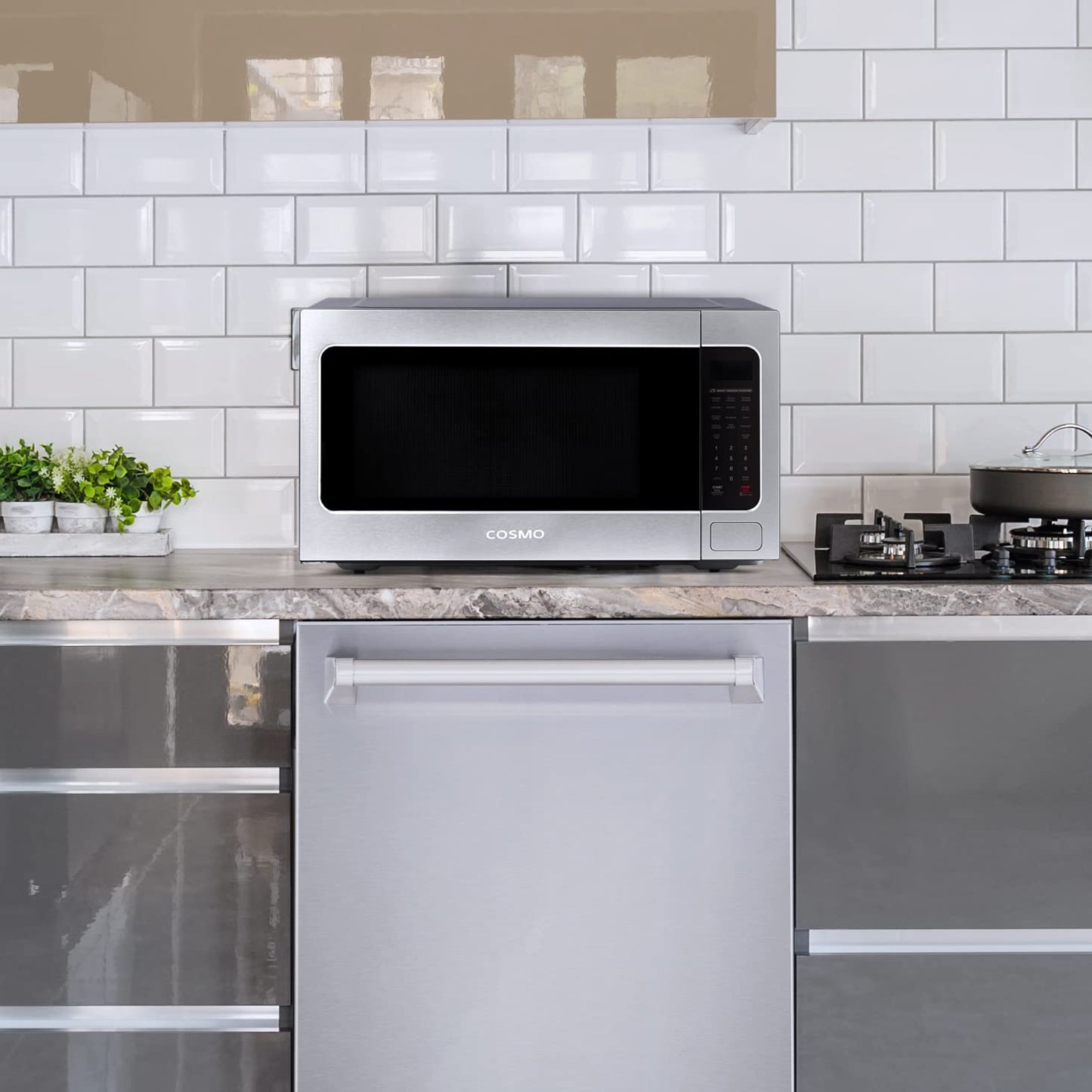 Cosmo COS-BIM22SSB 24 in. Nebula Collection 2.2 cu. ft. Countertop Microwave Oven in Stainless Steel