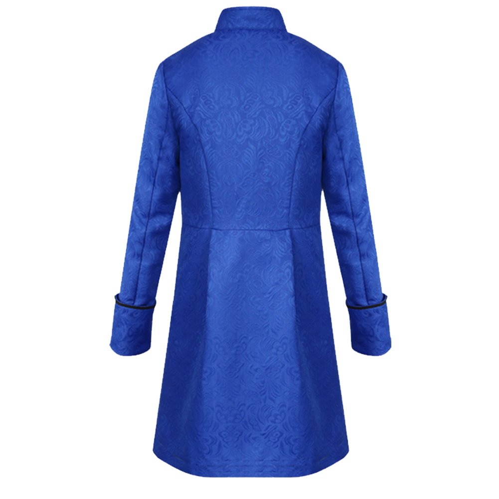 H&ZY Men Steampunk Vintage Jacket Halloween Costume Retro Gothic Victorian Frock Coat Uniform Blue