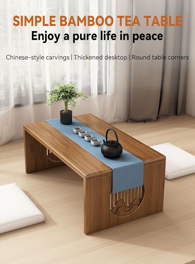 Ekjkldo Japanese Folding Coffee Table, Low Coffee Table for Sitting on The Floor, Japanese Floor Table No Assembly Small Coffee Tables for Living Room Tatami Tea Room Dining Bedroom 31.5 Inch