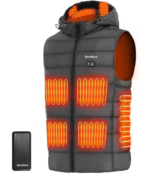 [2025 All-New] Heated Vest for Men - 7.4V 16000mAh Battery Pack and Detachable Heated Hood, Mens Heated Vest