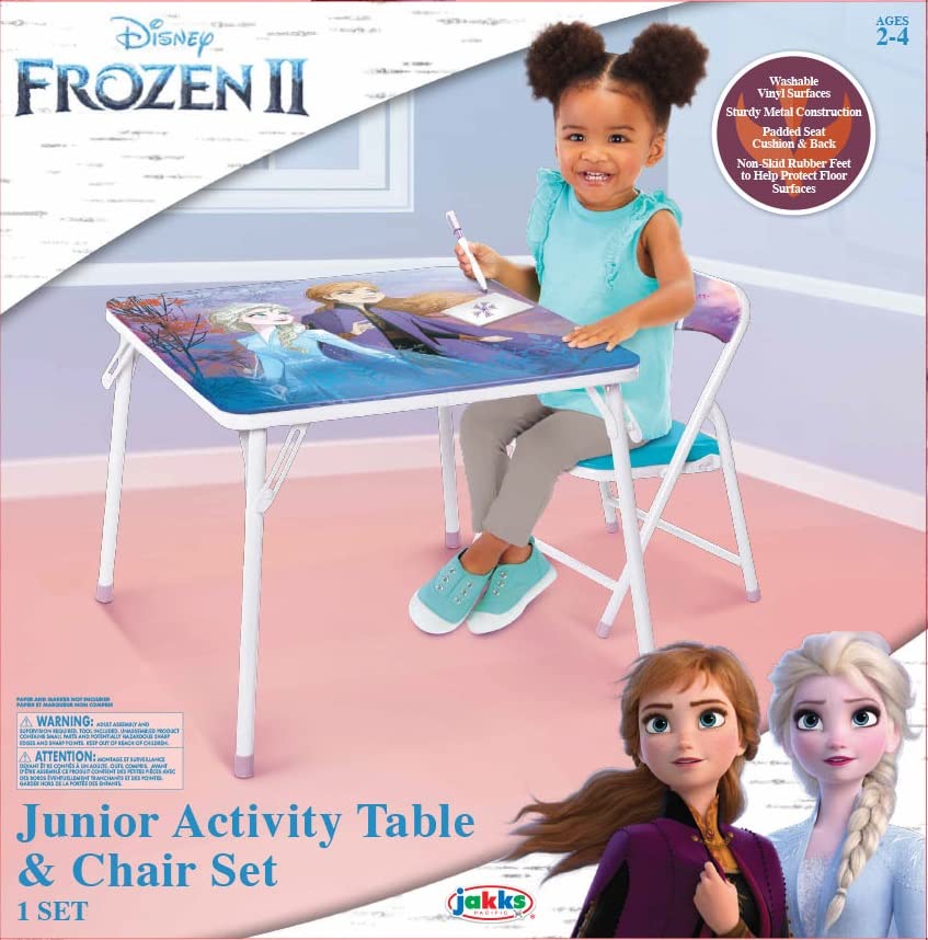 Disney Frozen Activity Table & Chair Set for Toddlers 24-48M, Includes 1 Table & 1 Chair - Sturdy Metal Construction, Tabl...