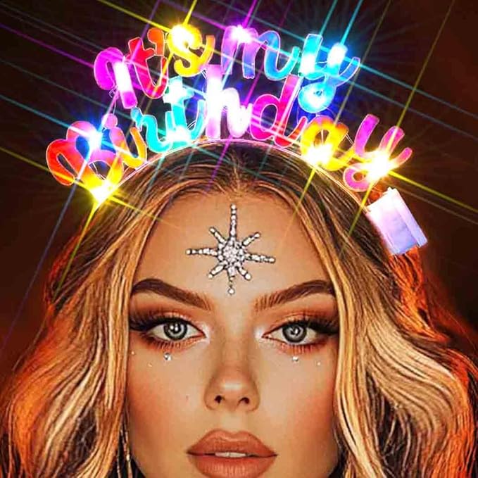 Zoestar Light Up Happy Birthday Headband Led It's My Birthday Hair Accessories for Women