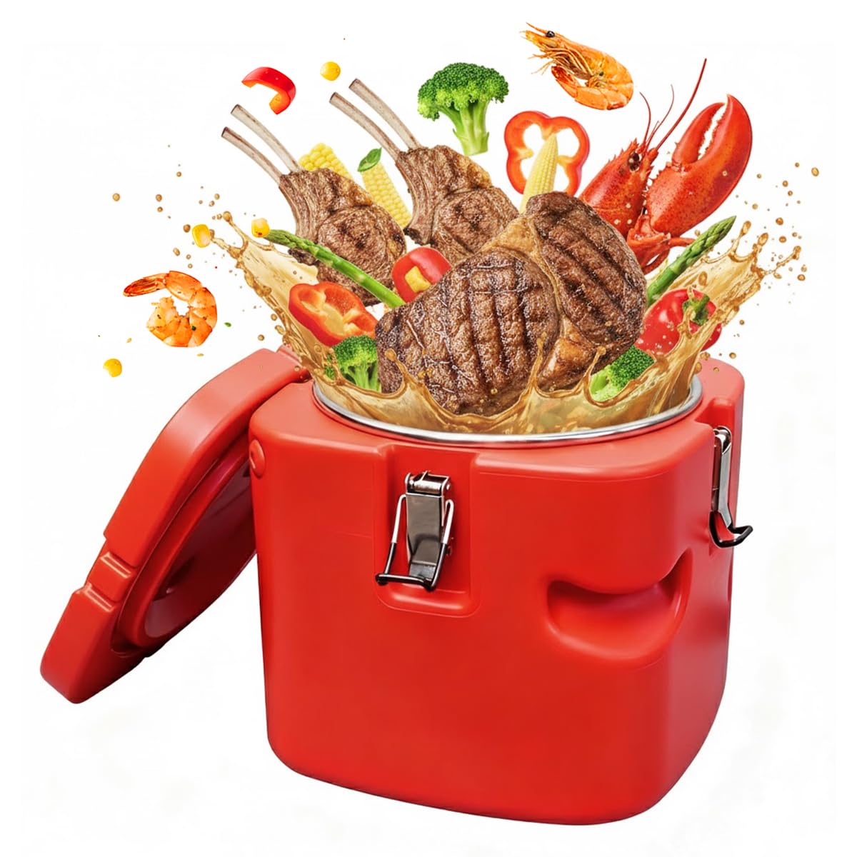 4.23 Gallon Insulated Soup Container Commercial Food Warmer for Hot or Cold Food, 17 QT hot Boxes for Catering,Food Cooler with 4 Buckles, Handles,Soup Carrier for Restaurant, Canteen,Home