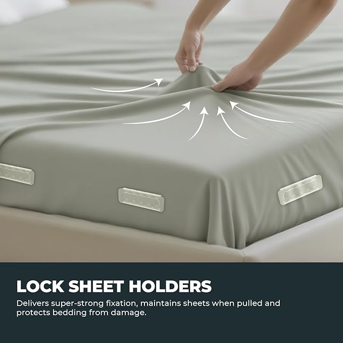 Sheet Holders 8Pcs, Keep Bed Sheets Firm & Tight, Sheet Holder for Corners for Mom Gift, Bed Sheet Locker for No More Loose Sheets, Sheet Fasteners, Patented Lock Sheet Holders for All Mattress Sizes