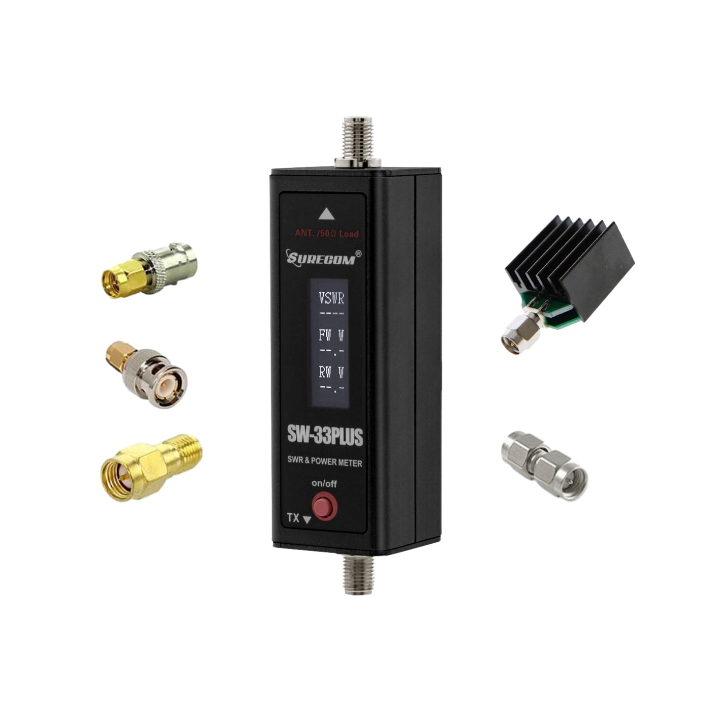 Mcbazel Surecom Sw-33 Plus 100W 125-525 Mhz Mini Digital Vhf Uhf Two-Way Radio Handheld Power & Swr Meter Black