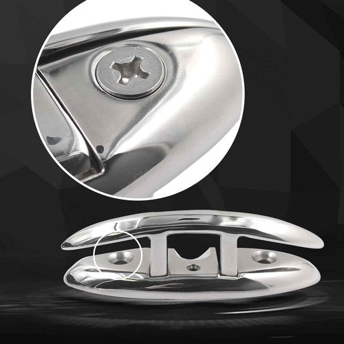 Laorde Boat Cleats 316 Stainless Steel Folding Dock Cleats 6 Inch Marine Grade Rope Cleat Flip Up Dock Cleat for Boat Kayak and Decoration with Fastener 4 Pack