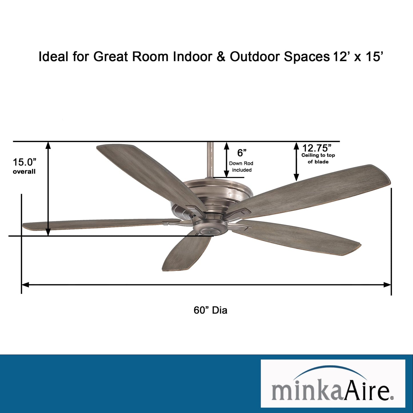 Minka-Aire F696-Bnk Kaf  -Xl 60 Inch Ceiling Fan In Brushed Nickel Finish