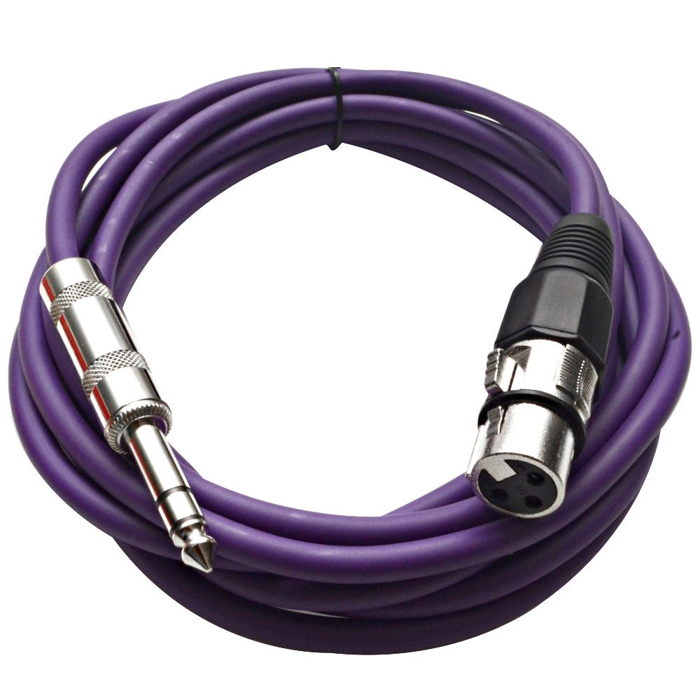 Seismic Audio - Satrxl-F10-6 Pack Of Purple 10 Xlr Female To 1/4 Trs Patch Cables