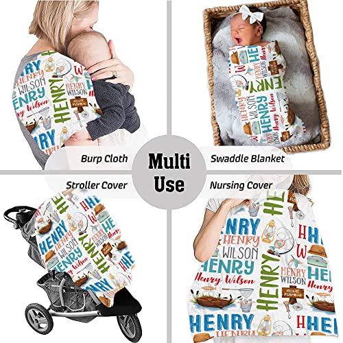 Personalized Fishing Adventure Baby Blanket, Custom Name Soft Fleece Throw, Outdoor Sports Nursery Theme, Unique Newborn G...